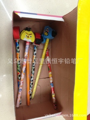 【插橡皮鉛筆卡通糖果鉛筆】價格,廠家,圖片,鉛筆,義烏市廿三里鎮恒宇鉛筆廠-