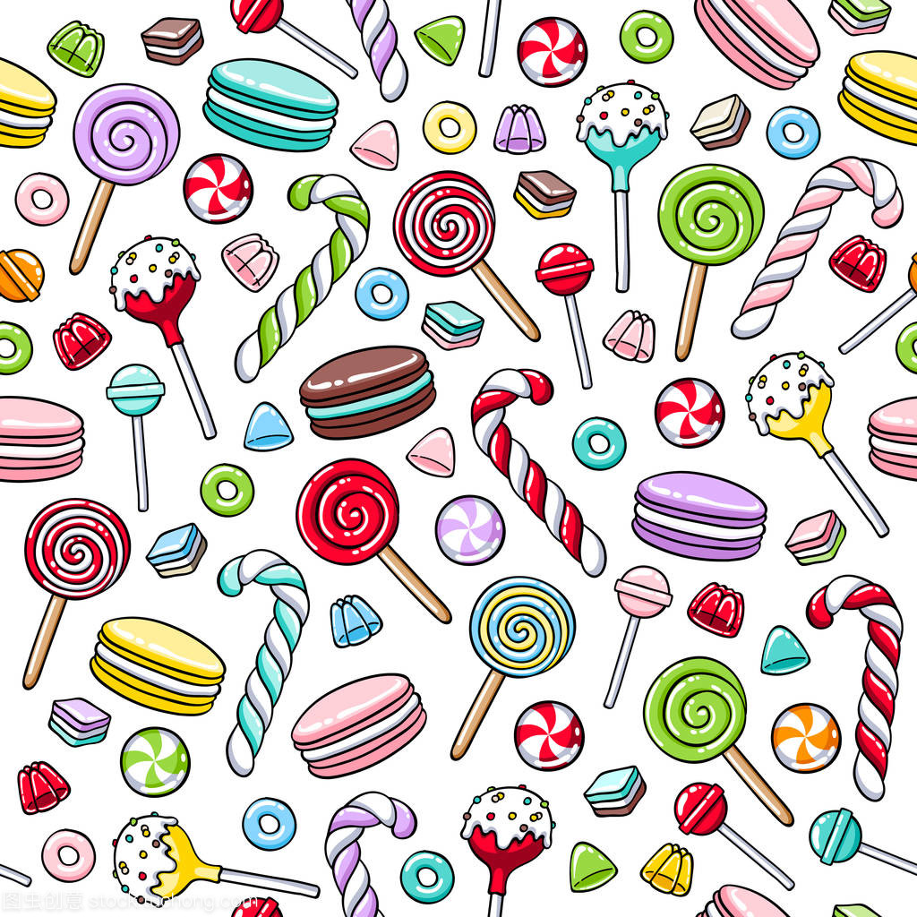 彩色糖果圖標(biāo)背景-矢量插圖